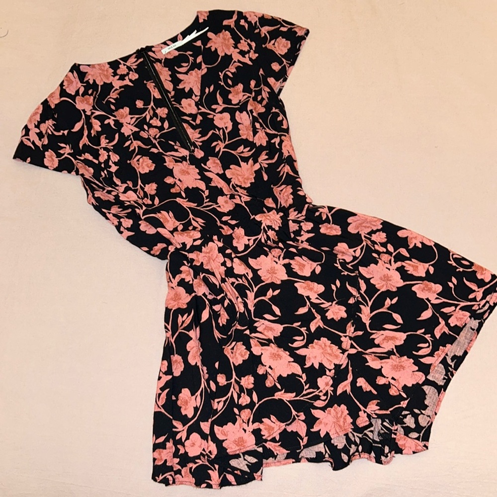Black and pink floral romper (colour most similar to third pic)